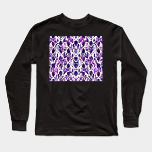 Purple Aesthetic Abstract Foliage Watercolor Pattern Long Sleeve T-Shirt